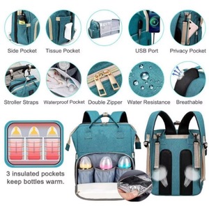 Sac à langer de luxe pliable grande capacité avec station de change intégrée, sac à dos pour bébé et maman - Échantillon gratuit - Product Image 2