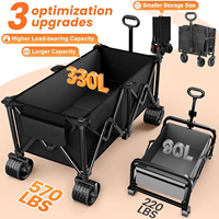 Chariot de plage pliable robuste, capacité 570 lb, grandes roues tout-terrain, porte-gobelets, pour jardin, camping, shopping, OEM