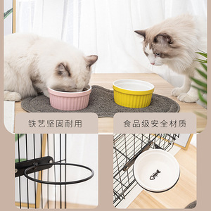 Ceramic <b>Cat</b> Food Bowl Hanging Anti Tipping For Pet <b>Cage</b> Small Size - Product Image 4