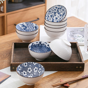 Ceramic Bowl <b>Dinner</b> Plates Gift <b>Set</b> With Chopsticks for Wedding Souvenir 4.5inch Ceramic Rice Bowls - Product Image 1