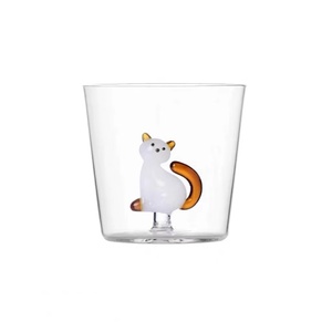 Gobelet en <span class=keywords><strong>verre</strong></span> borosilicate personnalisé résistant à la chaleur avec <span class=keywords><strong>verre</strong></span> 3D fait à la main chat animaux Figurine - Product Image 3