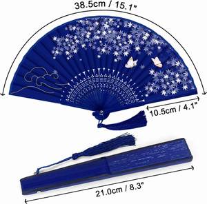 Women's Silk Folding Fans with Bamboo <b>Frames</b>-Custom Logo Option for Cosplay Dancing Parties Weddings Valentine's Day & Christmas - Product Image 2