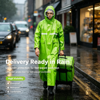 Poncho de pluie réfléchissant en tissu Oxford épaissi pour homme adulte, style coupe-vent une pièce, imperméable de sécurité pour le travail en extérieur