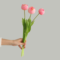 Bouquet de tulipes artificielles en PVC souple Shangchu, arrangement floral semi-fait main au toucher doux, décoration de mariage et de maison, 3 tulipes