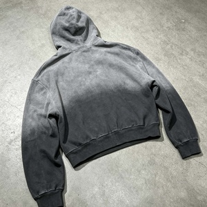 เสื้อฮู้ดดี้ผู้ชายทรงโอเวอร์ไซส์ ผ้าฝ้ายเฟรนช์เทอร์รี่ 100% ซิปแบบสั่งทำพิเศษ สไตล์วินเทจ หนานุ่ม พิมพ์ลาย ซันเฟด แอซิดวอช - Product Image 6
