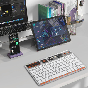 COTECi, tamaño pequeño, 78 teclas, teclado inalámbrico retroiluminado RGB para ordenador portátil/tableta/oficina, funda transparente, función silenciosa, óptico, nuevo - Product Image 4