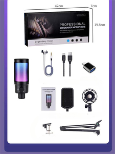 ไมโครโฟนคอนเดนเซอร์ USB แบบมืออาชีพสำหรับการบันทึกและเล่นเกมสำหรับไมโครโฟน <span class=keywords><strong>Ampligame</strong></span> RGB พร้อมคุณสมบัติพอดคาสต์ - Product Image 6