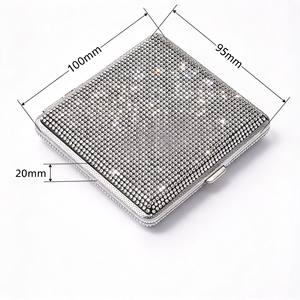 Étui à cigarettes en acier inoxydable serti de diamants, capacité de 20 cigarettes, étanche, portable, boîte de rangement pour cigarettes en métal - Product Image 4