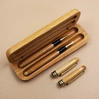 Kişiselleştirilmiş özel kalemler logo baskılı bambu dolma kalem ile kılıf İmza kaligrafi kalemi bambu kalem kutusu