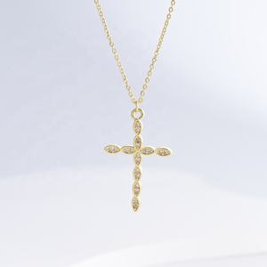 Collar con colgante de cruz de plata de ley 925, chapado en oro, con circonita, estilo hip hop, sencillo, para mujer, precio de fábrica. - Product Image 3