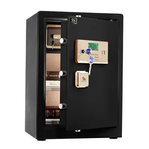 Cassetta di sicurezza TIGERKING, cassaforte domestica, grande cassetta di sicurezza con doppio blocco chiave di sicurezza e Password per soldi e documenti, 3.7 Cubic Black