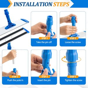 Tête de balai plat en aluminium durable pour le nettoyage des sols, recharge de 40/60/90 cm avec rotation à 360° °   Tête de balai plat rotative avec fixation <span class=keywords><strong>velcro</strong></span> - Product Image 4