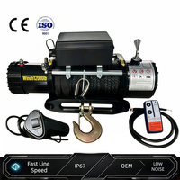 Treuil électrique tout-terrain CE avec frein automatique, anti-saut de corde, moteur CC 12V 24V, télécommande sans fil, pour récupération rapide de véhicules