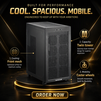 Casing Server Twin Tower GPU 2U Kabinet Jaringan 630 x 320 x 650 mm untuk Komputasi AI