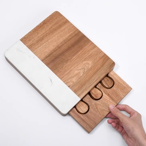 Acacia Wood Tray Charcuterie Board Marble Cheese Board Butter Fork Knife Set Cheese <b>Platter</b> for Kitchen - Product Image 4