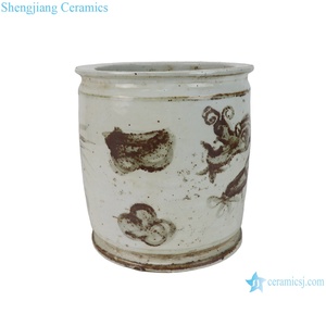 RZNA40-A-B Jingdezhen 골동품 오래 찾고 underlaze 구리-레드 드래곤 모티프 도자기 화분 향로 - Product Image 4