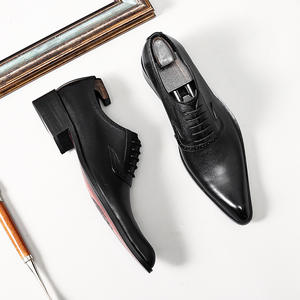 Chaussures Oxford pour hommes en cuir respirant à bout carré et lacets, élégantes pour le bureau et les occasions formelles, couleur noire - Product Image 2