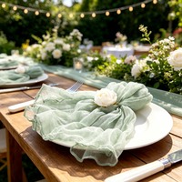 Serviette en tissu réutilisable en seersucker vert sauge pour la décoration de table de dîner, mariages, baby showers, fêtes et utilisation en avion