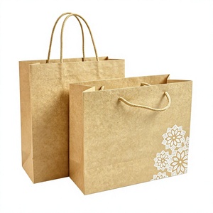 Custom Silver Pattern <b>Brown</b> Kraft Cheap Paper Shopping Bags With Twisted Rope Handle Fancy design kraft paper bag for clothing - Product Image 1