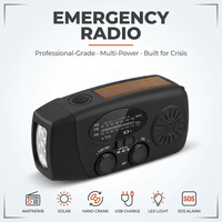 Radio solaire à manivelle avec batterie 2000 mAh, alarme SOS haute sensibilité, lampe torche LED, charge multi-mode, urgence