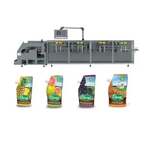Stand up pouch fruit juice doypack with corner spout packing machine bag filling sealing packaging machine
