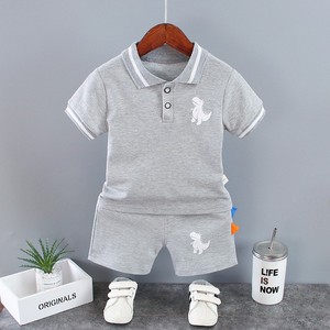 Ensemble de vêtements d'été pour bébé garçon, tenue de sport décontractée, polo + short, ensemble 2 pièces, garçons, enfants, imprimé dinosaure gris, survêtement - Product Image 1