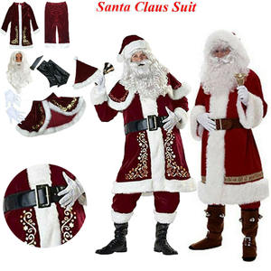 Fête de noël père noël <span class=keywords><strong>Costume</strong></span> <span class=keywords><strong>homme</strong></span> adulte Cosplay <span class=keywords><strong>Costume</strong></span> de noël rouge luxe velours fantaisie ensemble noël famille <span class=keywords><strong>Costume</strong></span> - Product Image 2