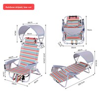 Chaise de plage pliante avec auvent, chaise inclinable, camping en plein air, portable, pare-soleil réglable, double usage, assis ou couché, extérieur