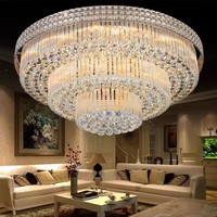 Lustre moderne de luxe en fer avec base en cristal K9, LED IP44, télécommande, luminaire suspendu pour salon, hall d'entrée, hôtel, décoration