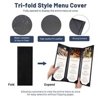 Protège-menus de restaurant en cuir PU, format 4,25 x 14 pouces, à trois volets, avec coins biseautés, pour listes de vins, bars et cocktails