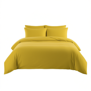 Ensemble de draps en coton jaune, taille King Size française, taies d'oreiller, housse de couette - Product Image 3