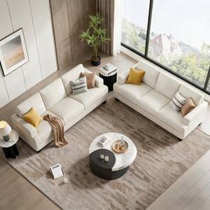 Juego de Sofás Modernos Dwoo de 2 Piezas en Tela de Pana, Cómodos Cojines Gruesos, 6 Plazas, Brazos Cuadrados, para Sala de Estar - Product Image 6