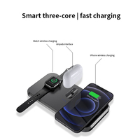 15W 3-en-1 portátil plegable cargador inalámbrico soporte de teléfono con micrófono para celular Iphone Iwatch para Airpods