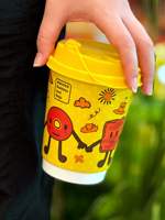 Gobelet en papier personnalisé jaune avec couvercle jaune 12oz 16oz pour café chaud, impression personnalisée, gobelet en papier à double paroi