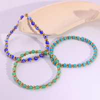 À la mode coloré perlé Bracelet ensemble en acier inoxydable or perles élastique femmes bohème mode bijoux accessoires cadeau ensemble