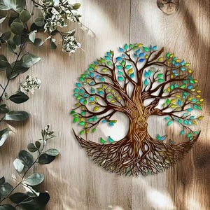 Décoration <span class=keywords><strong>murale</strong></span> en métal colorée <span class=keywords><strong>de</strong></span> style Art déco, <span class=keywords><strong>Arbre</strong></span> <span class=keywords><strong>de</strong></span> <span class=keywords><strong>vie</strong></span>, pour la maison, le jardin et la cour, décoration <span class=keywords><strong>murale</strong></span> européenne et américaine - Product Image 4