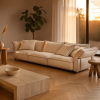 Canapé modulaire en tissu crème, canapé sectionnel droit moderne, taille personnalisée, housse amovible et lavable, sièges pour salon