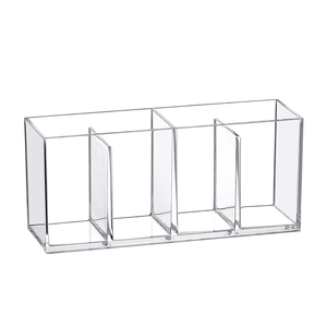 Organizzatore per il <span class=keywords><strong>trucco</strong></span> a 4 scomparti in acrilico personalizzato, supporto per pennelli per <span class=keywords><strong>trucco</strong></span> <span class=keywords><strong>trasparente</strong></span> per una soluzione perfetta per la conservazione della vanità del bagno - Product Image 1