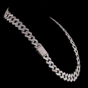 Collar de Eslabones Cubanos de Plata de Ley Chapado en Oro Estilo Personalizado con Piedras de Moissanita para Joyería de Moda Hip Hop Iced Out - Product Image 1