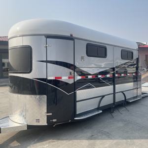 Remorque semi-remorque pour 3 chevaux HERUI avec espace standard pour chevaux, double essieu, frein électrique, capacité de charge de 4 tonnes - Product Image 1