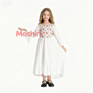 Robe de princesse vintage à épaules dénudées pour enfants MS, robe corset florale style cottagecore européen pour spectacle sur scène, Halloween, cosplay - Product Image 1