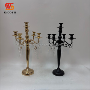 SMOOTH Wedding Event Table Decorations Gold <b>Candle</b> Holders 5-Head Metal Gold <b>Black</b> Candelabra Centerpieces - Product Image 1