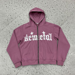 100% Cotton High Quality <b>Full</b> <b>Zip</b> <b>up</b> <b>Hoodie</b> Manufacturers French Terry 3D Puff Printing Heavyweight Oversized <b>Zip</b> <b>up</b> <b>Hoodie</b> - Product Image 1