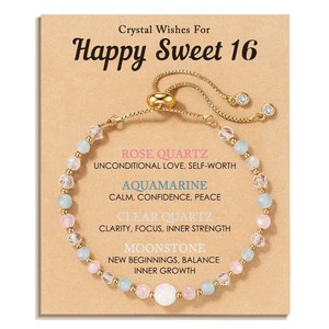 Braccialetto in Pietra Naturale con Tripla Protezione, Unisex, per Donne in Gravidanza, Regalo di Cristallo, Ossidiana e Acquamarina - Product Image 2