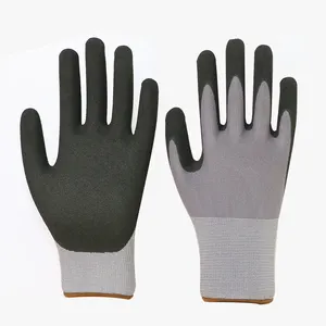 Endurance Nitrile Grip Work Gloves 15 Gauge Seamless Knit Nylon Sandy Nitrile Palm Coated Safety Gloves For Work