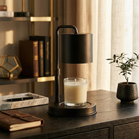 Lampe chauffe-bougie cylindrique entièrement métallique avec minuterie, 4 niveaux de luminosité réglables, hauteur ajustable pour bougies