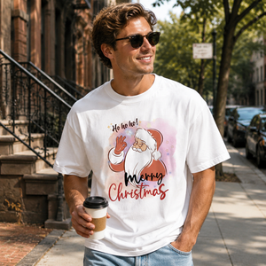 T-Shirt da <span class=keywords><strong>Uomo</strong></span> Oversize Stile Classico con Spalle Cadenti, Stampa Vintage di Babbo Natale con Segno OK, Divertente Maglietta Natalizia Retrò - Product Image 3