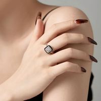 Anillos de Joyería para Mujer Dylam, Diseño Único, Plata de Ley 925, Baño de Rodio, Sin Decoloración, Corte Esmeralda, Rectángulo Esmaltado, Circonia 5A