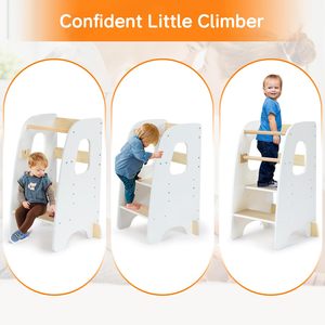 Ayarlanabilir yürümeye başlayan kule, ahşap mutfak adım dışkı, Montessori öğrenme yardımcısı kulesi ile 3 yükseklikleri tulumları & çocuklar için - Product Image 6