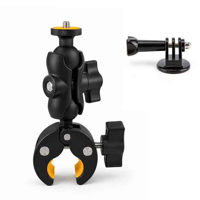 Aluminum Alloy 1/4 Screw Motorcycle Holder Super Clamp Ball Head Mount 25mm Quick Release Clip For Action Camera Insta360/gopro